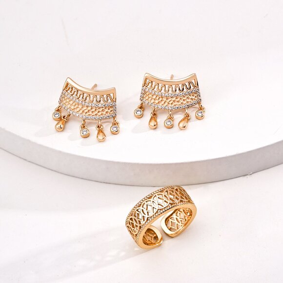✨ Artisan Original Pavé Crystal Chandelier Stud Earrings | S925 Gold - Picture 6 of 11